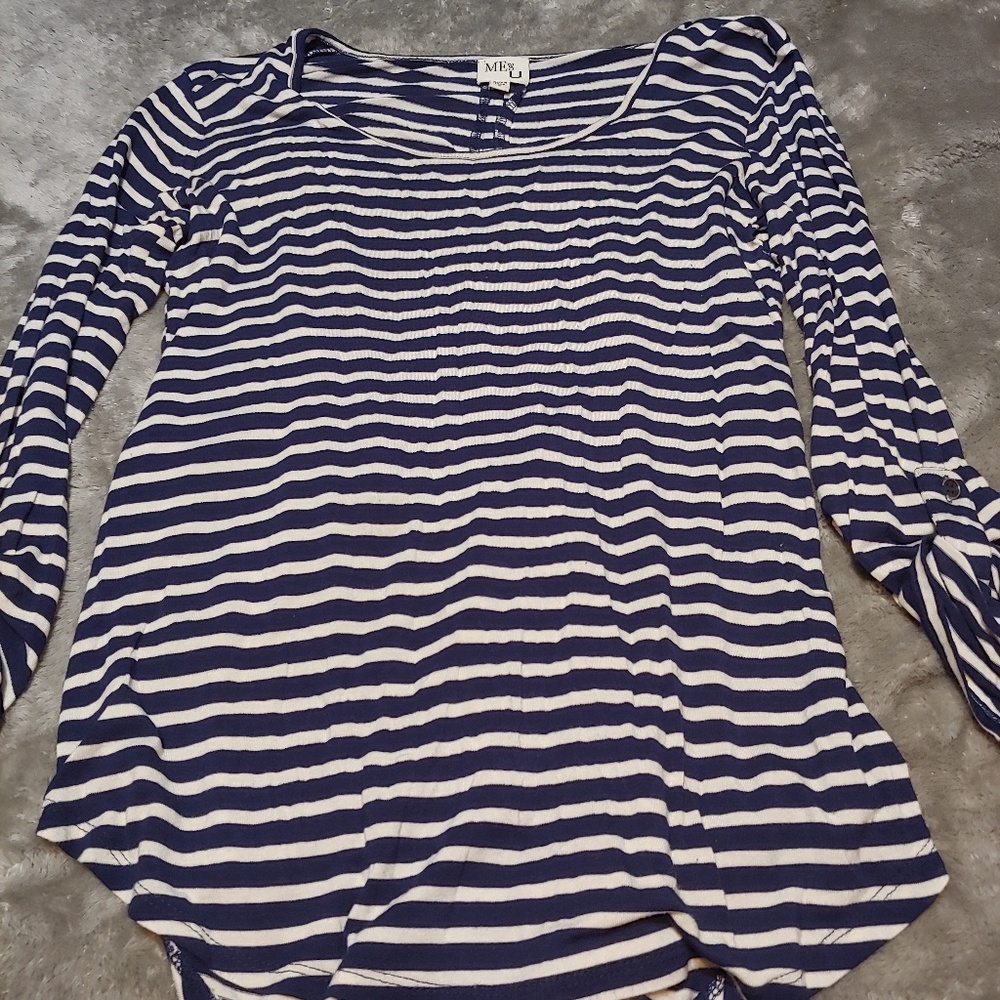 Striped Blouse with Lace Back